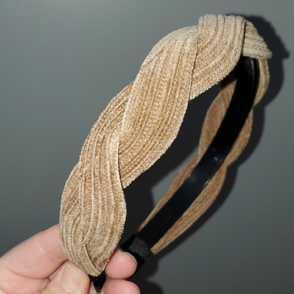 Accessories - New handmade boutique corduroy braided flexible wide headband tan